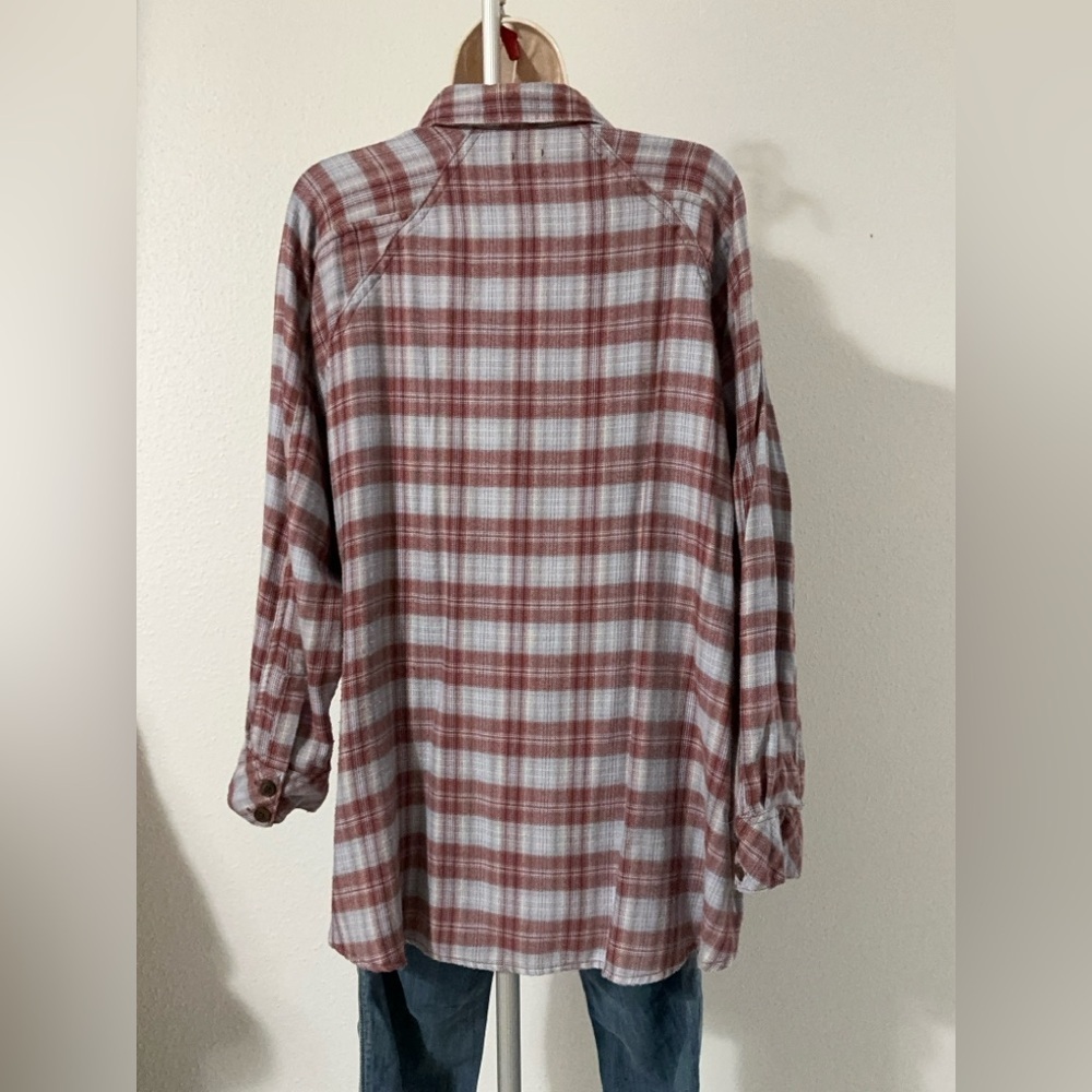 EUC BDG Urban Outfitters Brandon Plaid High-low Flannel Button-up Shirt S/P - Picture 5 of 15